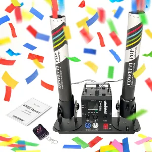 Confetti Cannon Machine 2-Shot | Confetti Blower Machine Confetti Cannon with Wireless Remote & DMX Control for Concerts, Parties, and Special Events