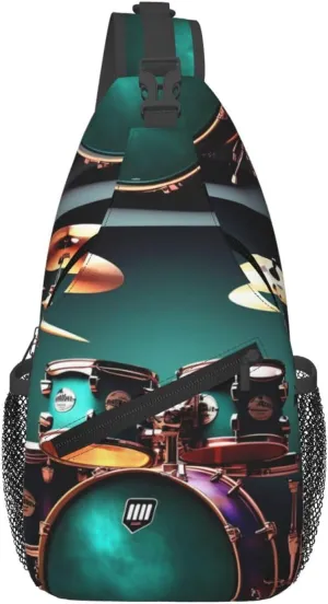 Cool Drum Set Print Sling Bag Crossbody Travel Hiking Chest Backpack Shoulder Daypack For Women Men