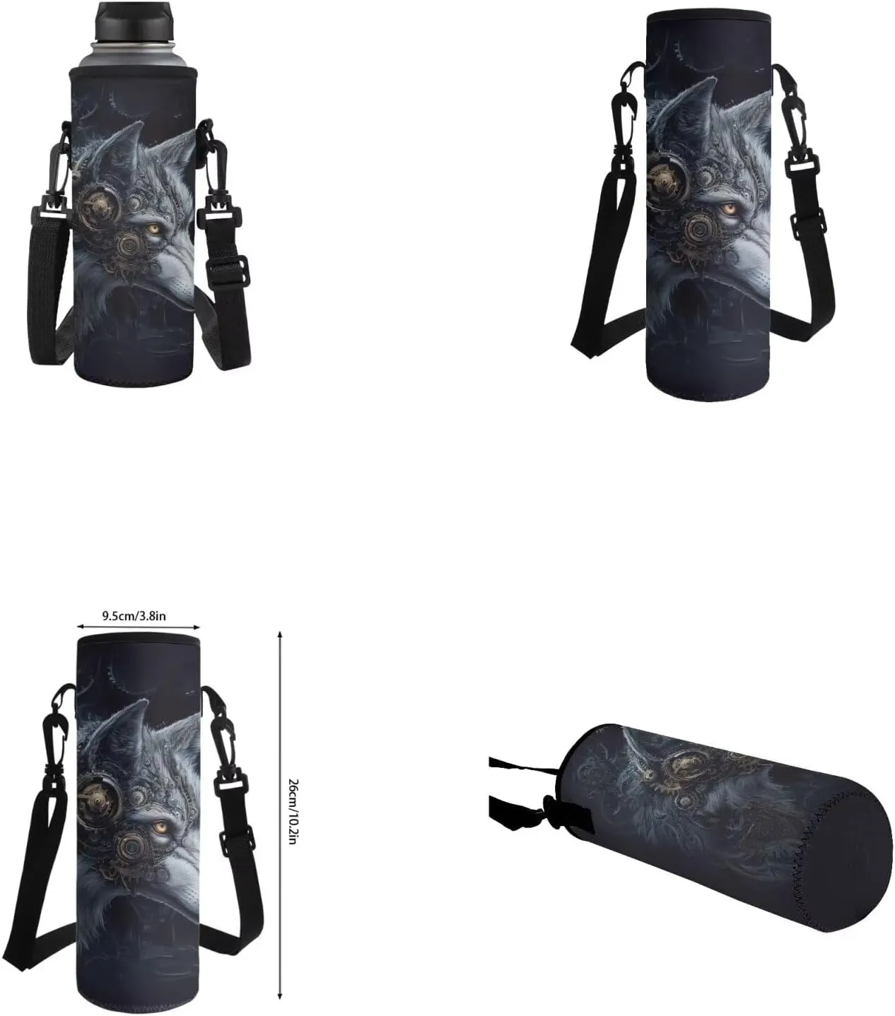 Cool Wolf Backpacks for School Boys Backpack and Lunch Box Set 17 Inch Elementary School Bags for Boys BookBag with Water Bottle Sleeve Pencil Case 4 Piece Daypack