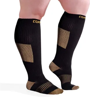 CopperJoint Copper Compression Socks Women Knee High, Easy On Wide Calf-Compression Socks Men for Circulation, for Women & Nurses, Support Sock, Running, Basketball, Travel, Sports - 3X-Large