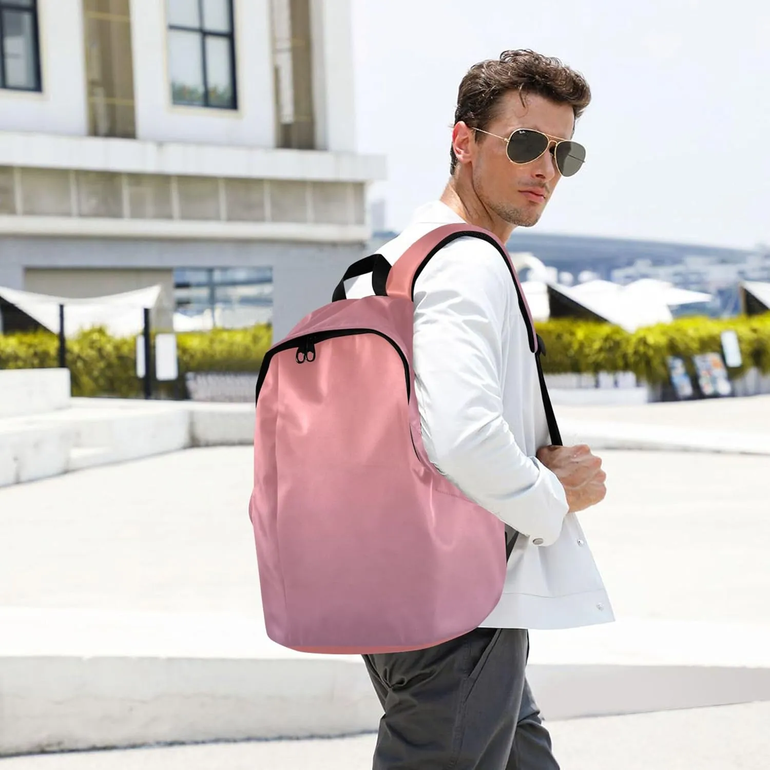 Coral Pink Opera Mauve Gradient Cute Backpacks for Women Casual Cool School Bookbag for Teen Girls
