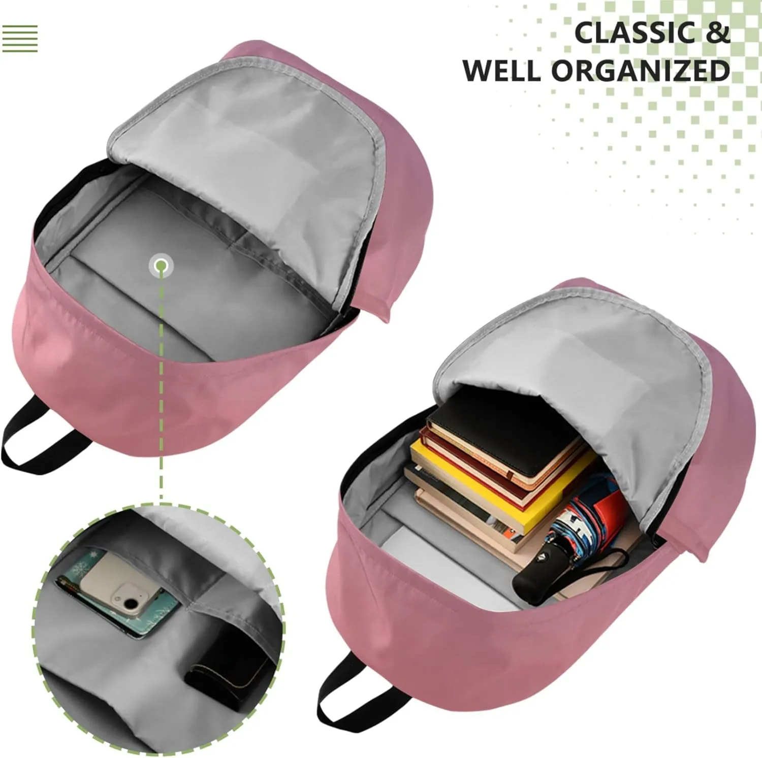 Coral Pink Opera Mauve Gradient Cute Backpacks for Women Casual Cool School Bookbag for Teen Girls