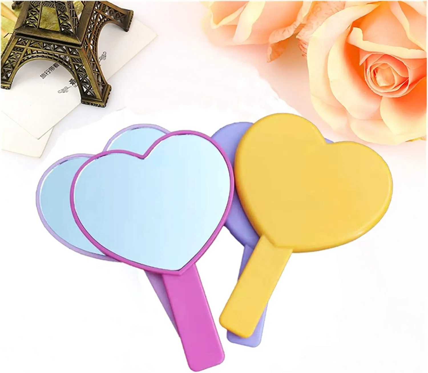 Cosmetic Mirror Portable Handheld Makeup Mirror Vanity Mirror Makeup Dresser with Handle Hand Mirror Makeup Mirror Ladies Small Mirror Make Up Mirrors(B)