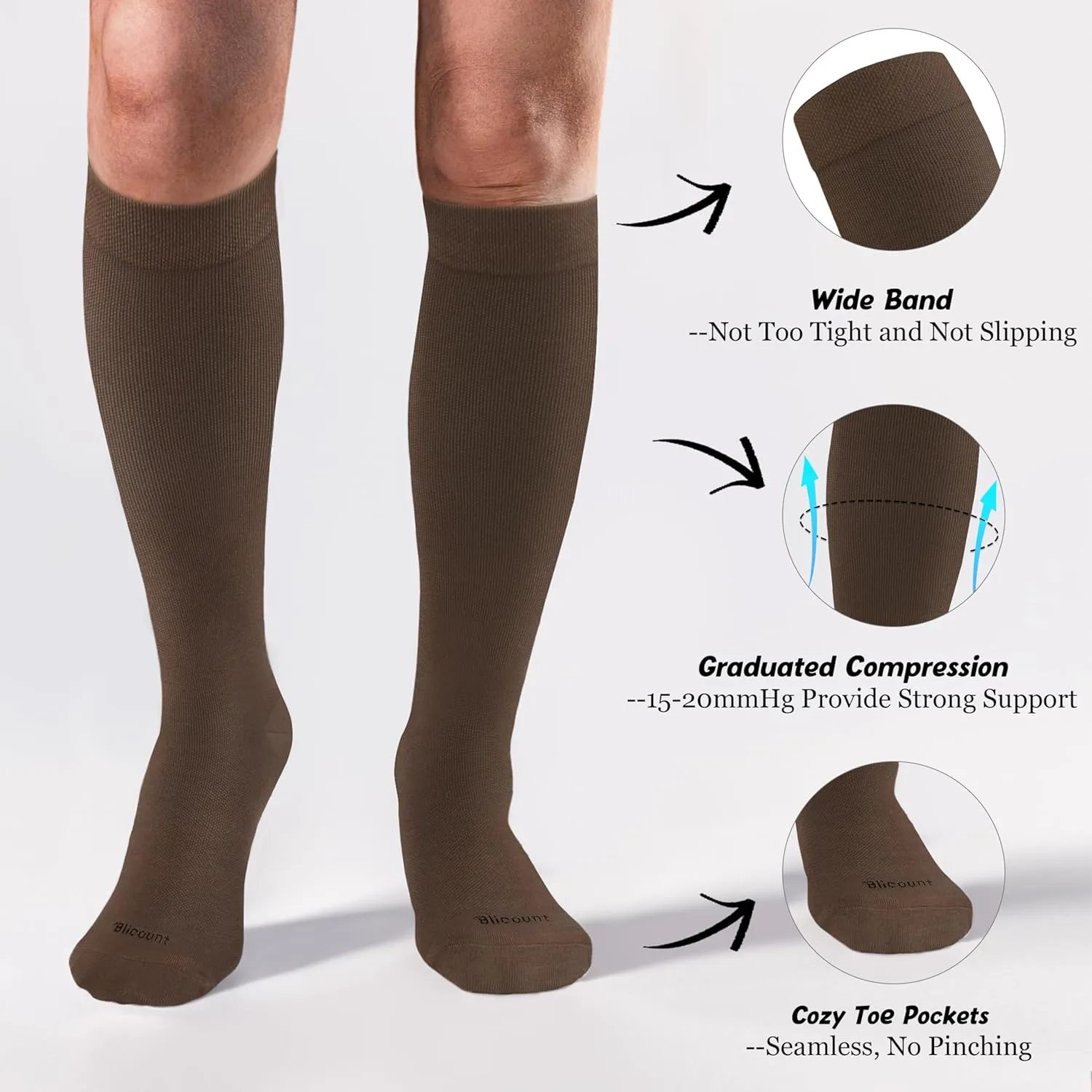 Cotton Compression Socks for Women&Men 15-20mmHg Knee High Cute Support Sock for Nurses, Pregnant Women, Travel