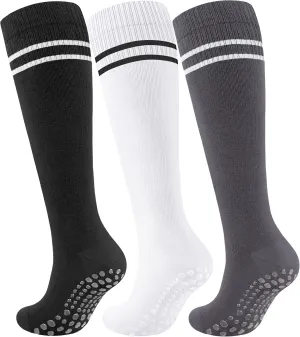 Cotton Compression Socks for Women&Men with Grips Non Slip 15-20mmHg Knee High Cute Sock for Nurses, Pregnancy, Yoga