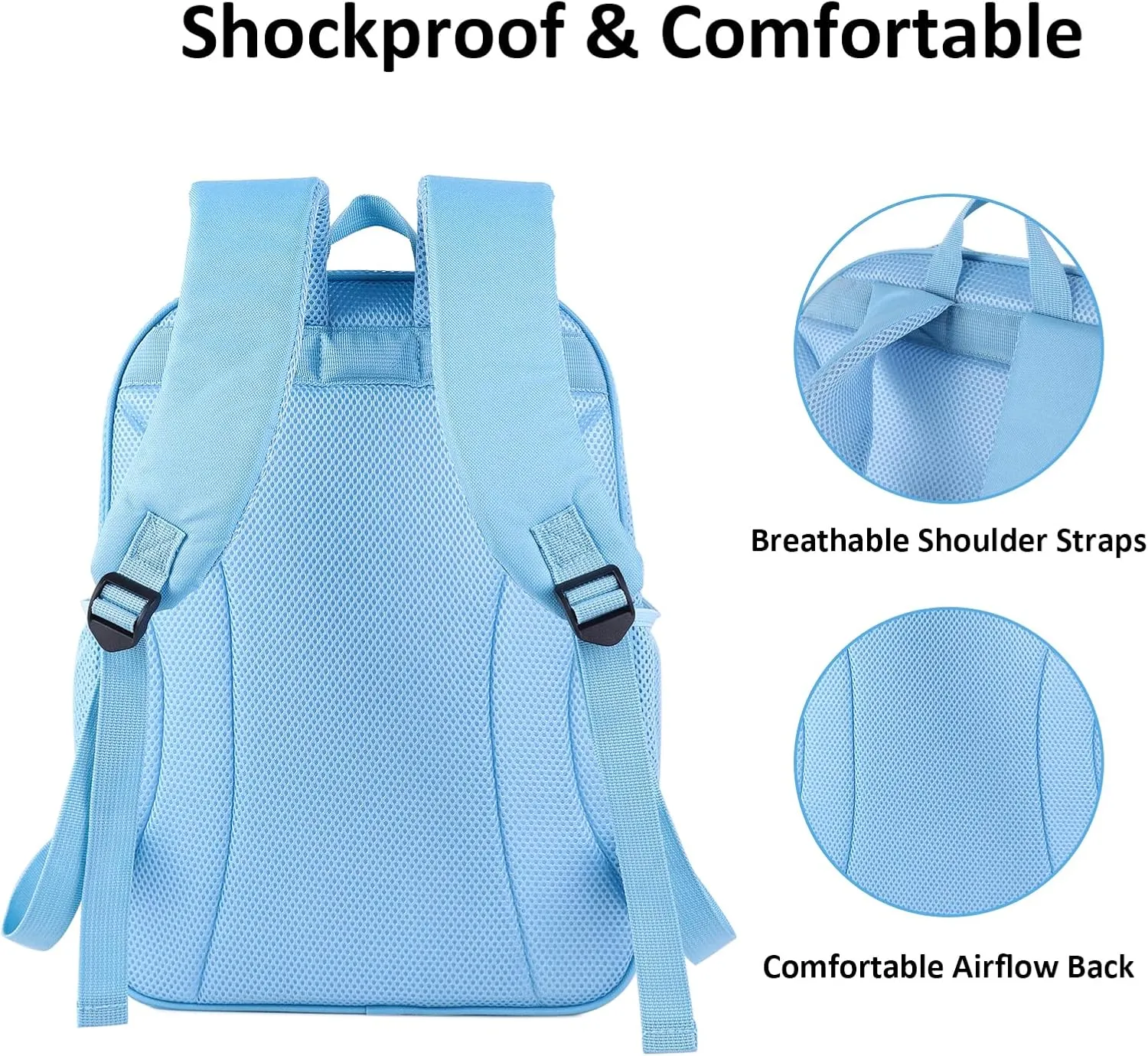 COVAX Large Mesh Backpack, Semi-transparent College Backpack, See Through Mesh Backpack with Bungee and Comfort Padded Straps for Travel, Swimming, Beach, Outdoor Sports (Blue)