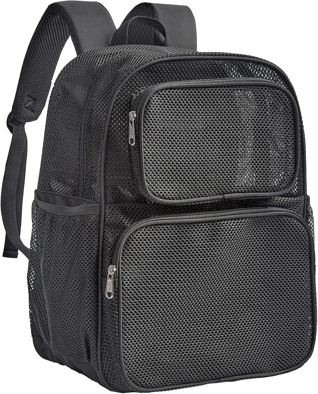 COVAX Large Mesh Backpack - Semi-transparent College Backpack with Bungee and Comfort Padded Straps for Travel, Swimming, Beach, Outdoor Sports