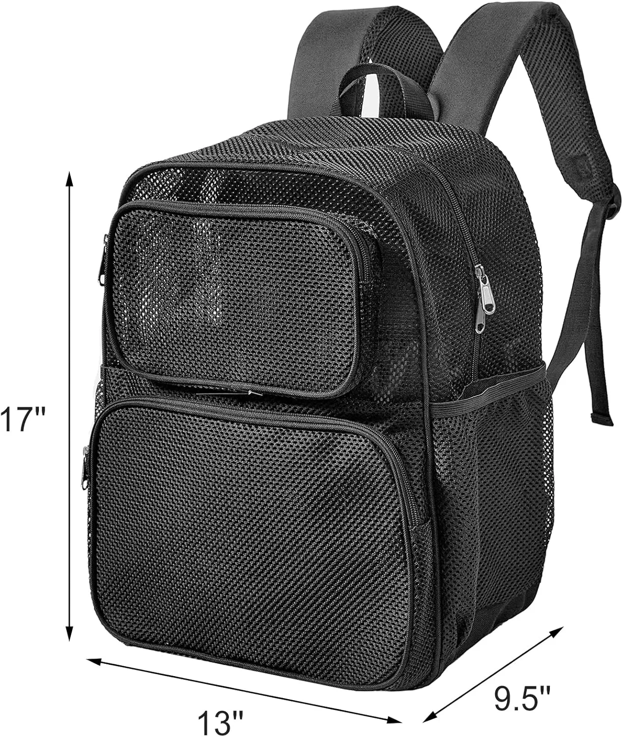 COVAX Large Mesh Backpack - Semi-transparent College Backpack with Bungee and Comfort Padded Straps for Travel, Swimming, Beach, Outdoor Sports