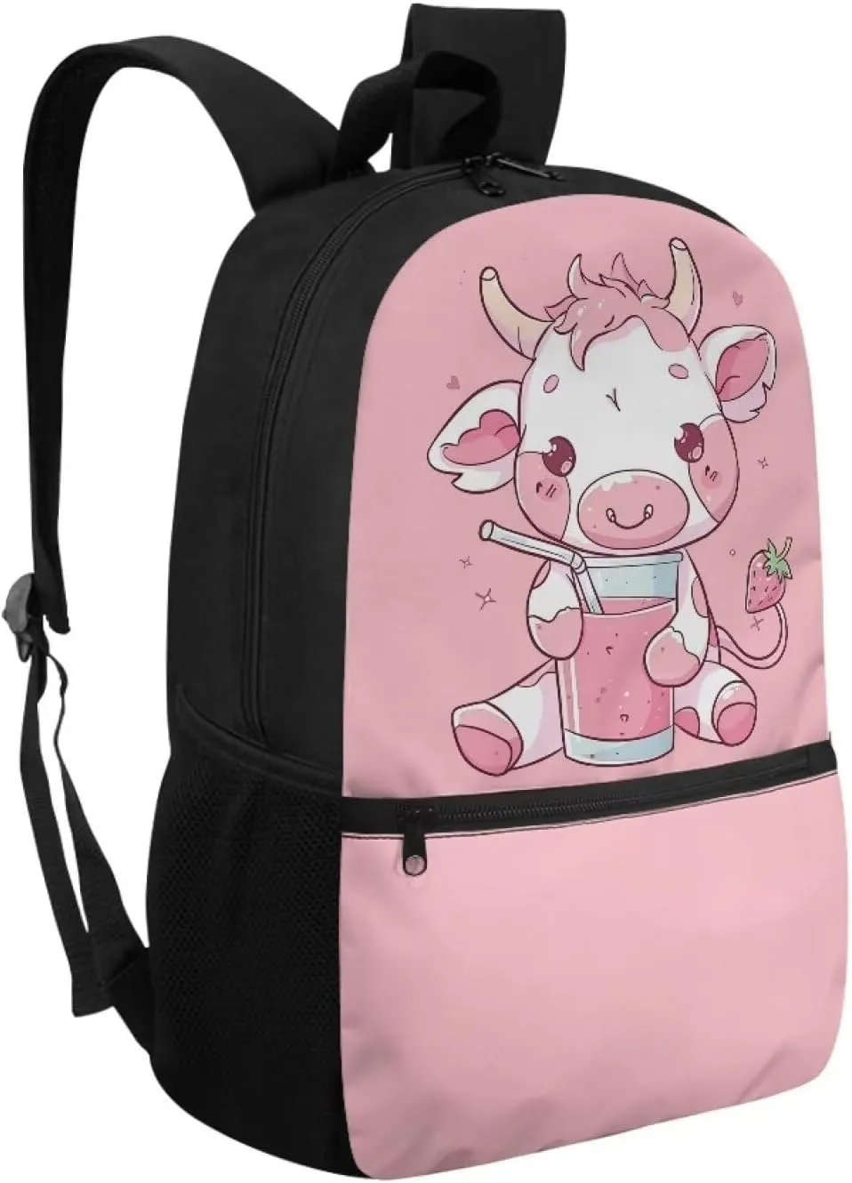 Cow School Backpcak for Girls 8-10/10-12 Pink Bookbag Kids 5th Grade/4th Grade Book Bag Elementary Student Back to School Pack Lightweight