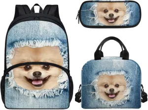 Cowboy Beau 3pcs Backpack for Elementary Kids School Bookbag Set for Girls Daypack for Hiking Cooler Leakproof Insulated Meal Bag Penbag Pouch Storage