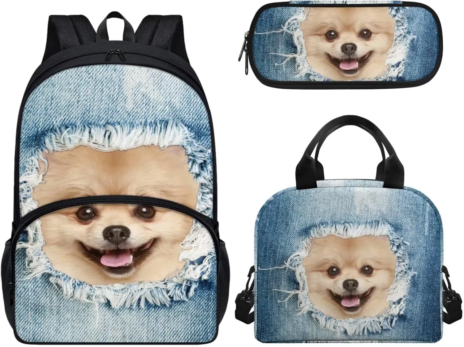 Cowboy Beau 3pcs Backpack for Elementary Kids School Bookbag Set for Girls Daypack for Hiking Cooler Leakproof Insulated Meal Bag Penbag Pouch Storage