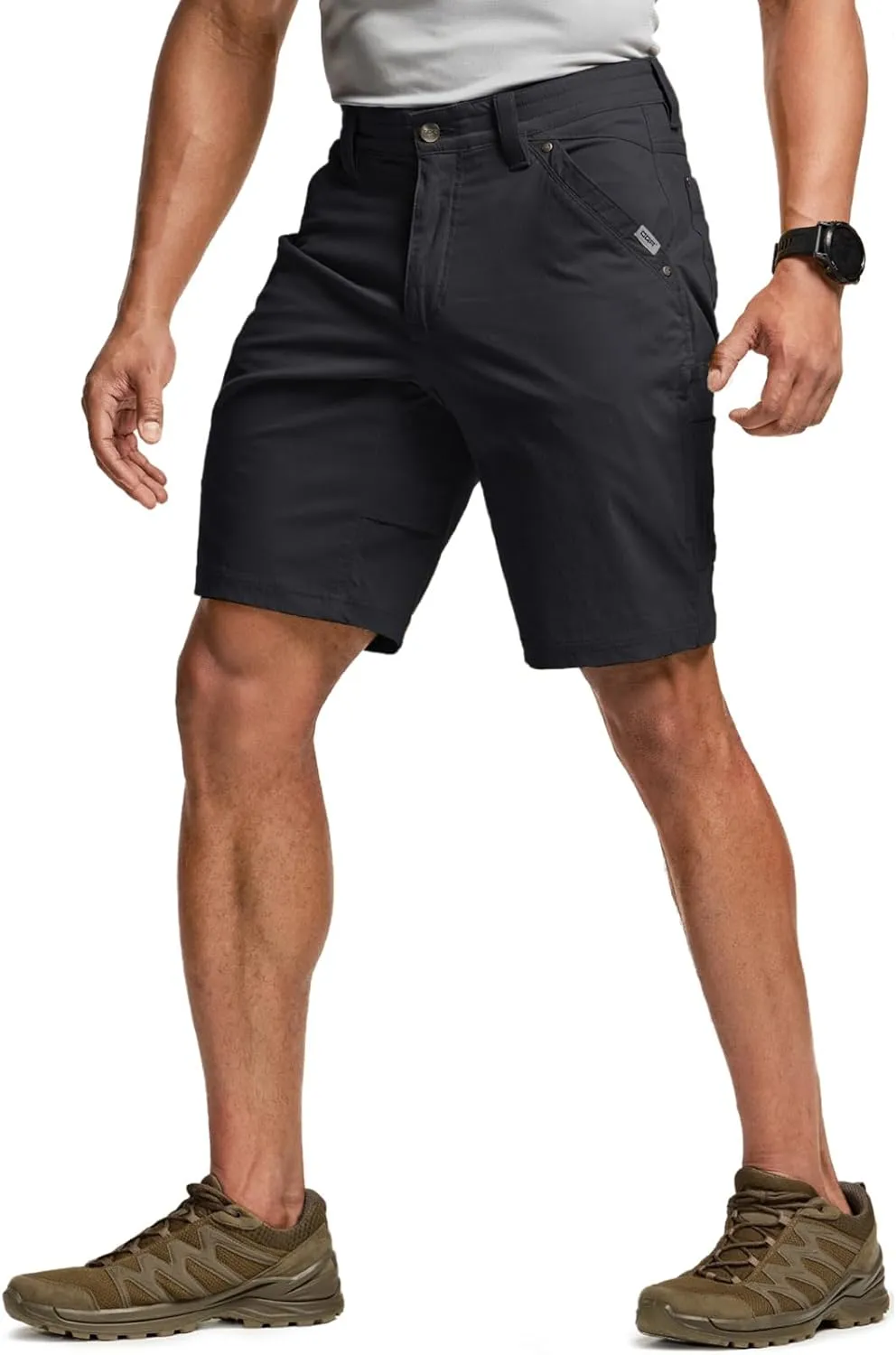 CQR Men's Stretch Utility Shorts, Lightweight Quick Dry Casual Shorts, Hiking Golf Cargo Shorts with Zipper Pockets