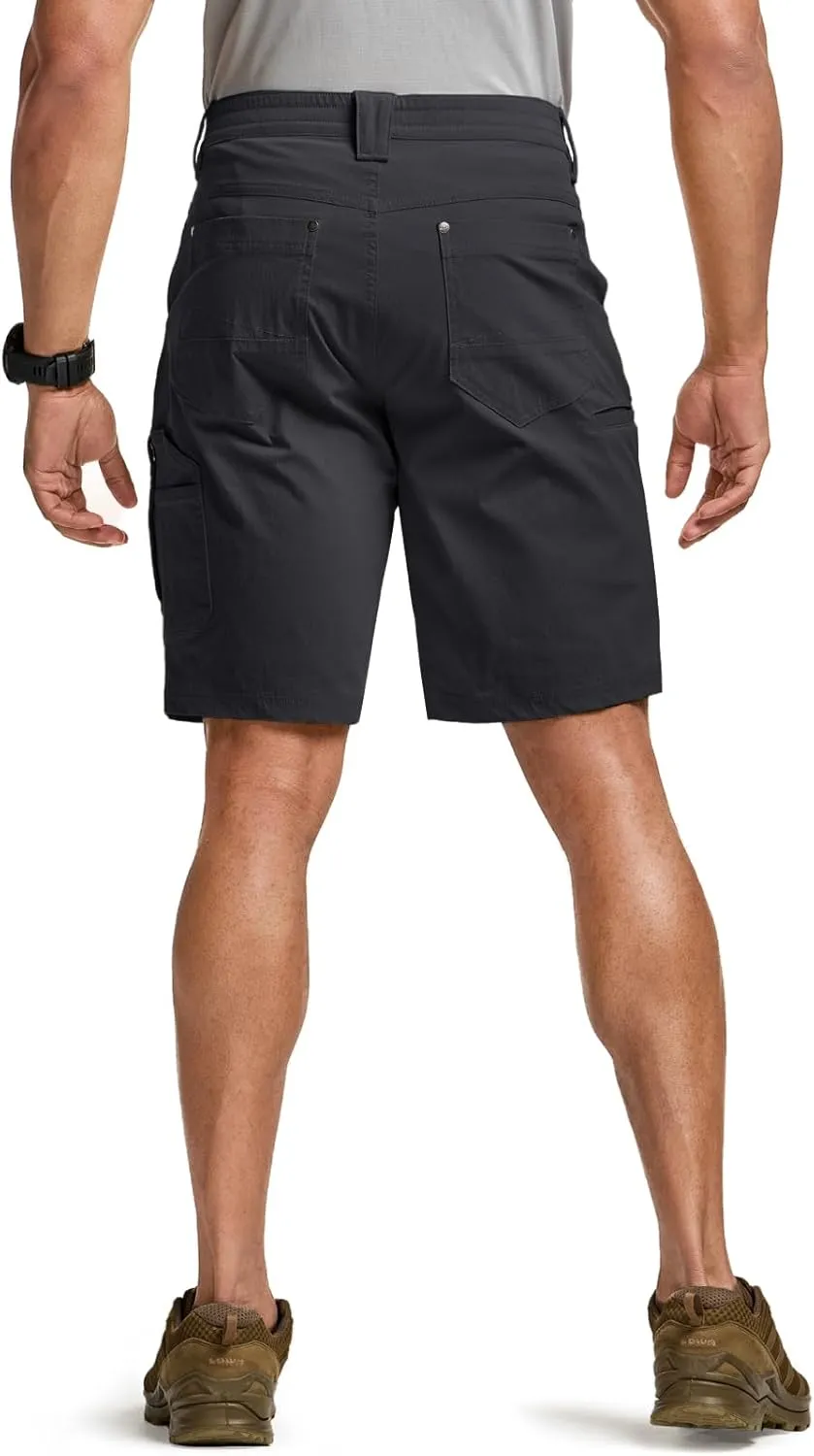 CQR Men's Stretch Utility Shorts, Lightweight Quick Dry Casual Shorts, Hiking Golf Cargo Shorts with Zipper Pockets