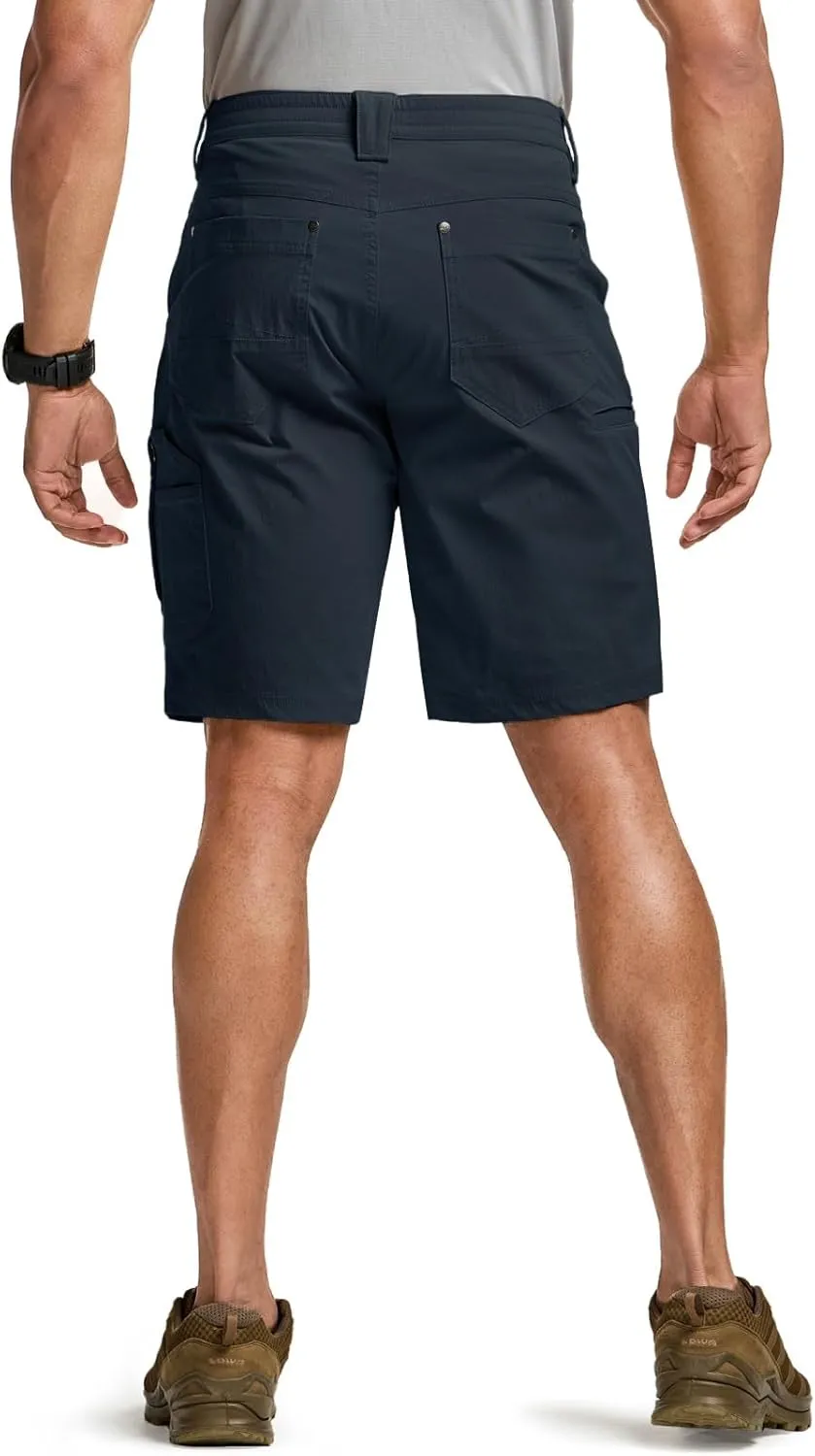 CQR Men's Stretch Utility Shorts, Lightweight Quick Dry Casual Shorts, Hiking Golf Cargo Shorts with Zipper Pockets