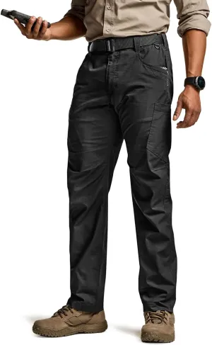 CQR Men's Utility Flex Cargo Pants, Classic-Fit Casual Stretch Work Pants, Water Resistant Lightweight Tactical Hiking Pants