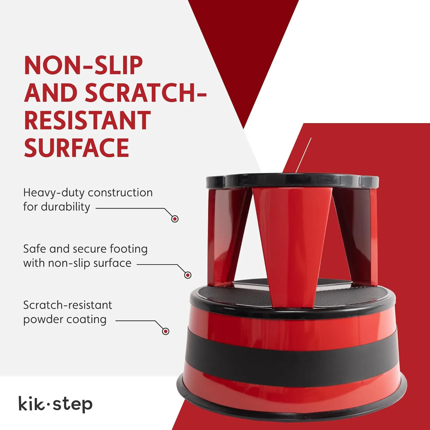 Cramer Kik Step Steel Step Stool - Two Step Stool, Holds 350 lbs (Red)
