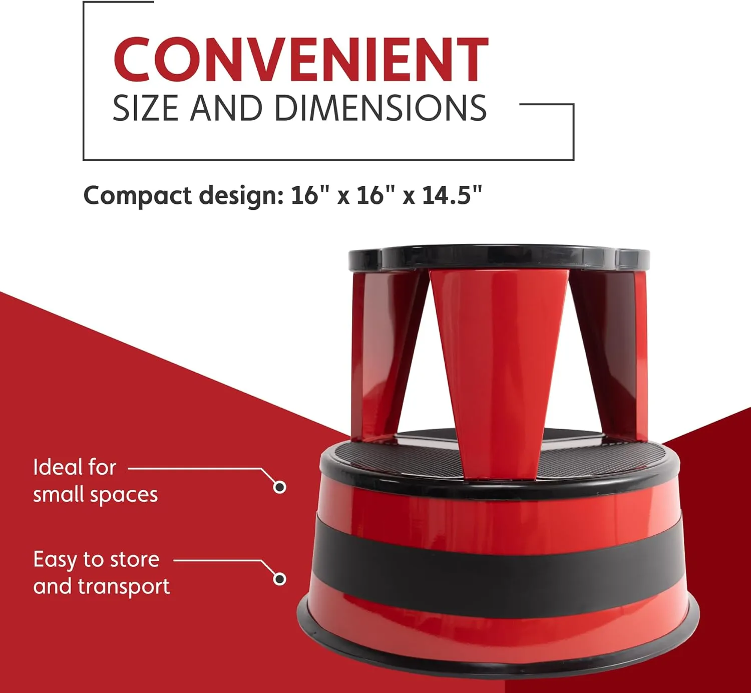 Cramer Kik Step Steel Step Stool - Two Step Stool, Holds 350 lbs (Red)