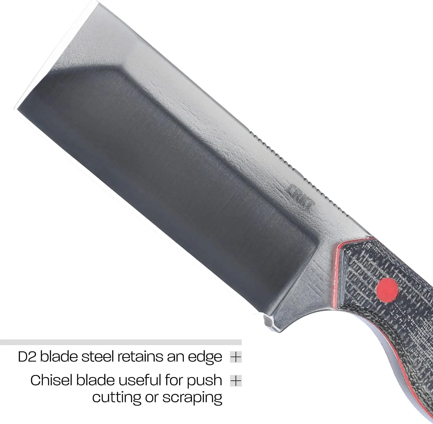 CRKT Razel Fixed Blade Knife: Everyday Carry Plain Edge, D2 Blade Steel, Resin Infused Fiber Handle w/Pocket Carry Sheath 4037,Silver/Black