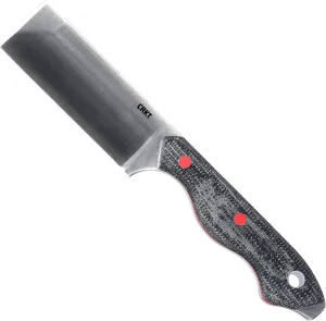 CRKT Razel Fixed Blade Knife: Everyday Carry Plain Edge, D2 Blade Steel, Resin Infused Fiber Handle w/Pocket Carry Sheath 4037,Silver/Black