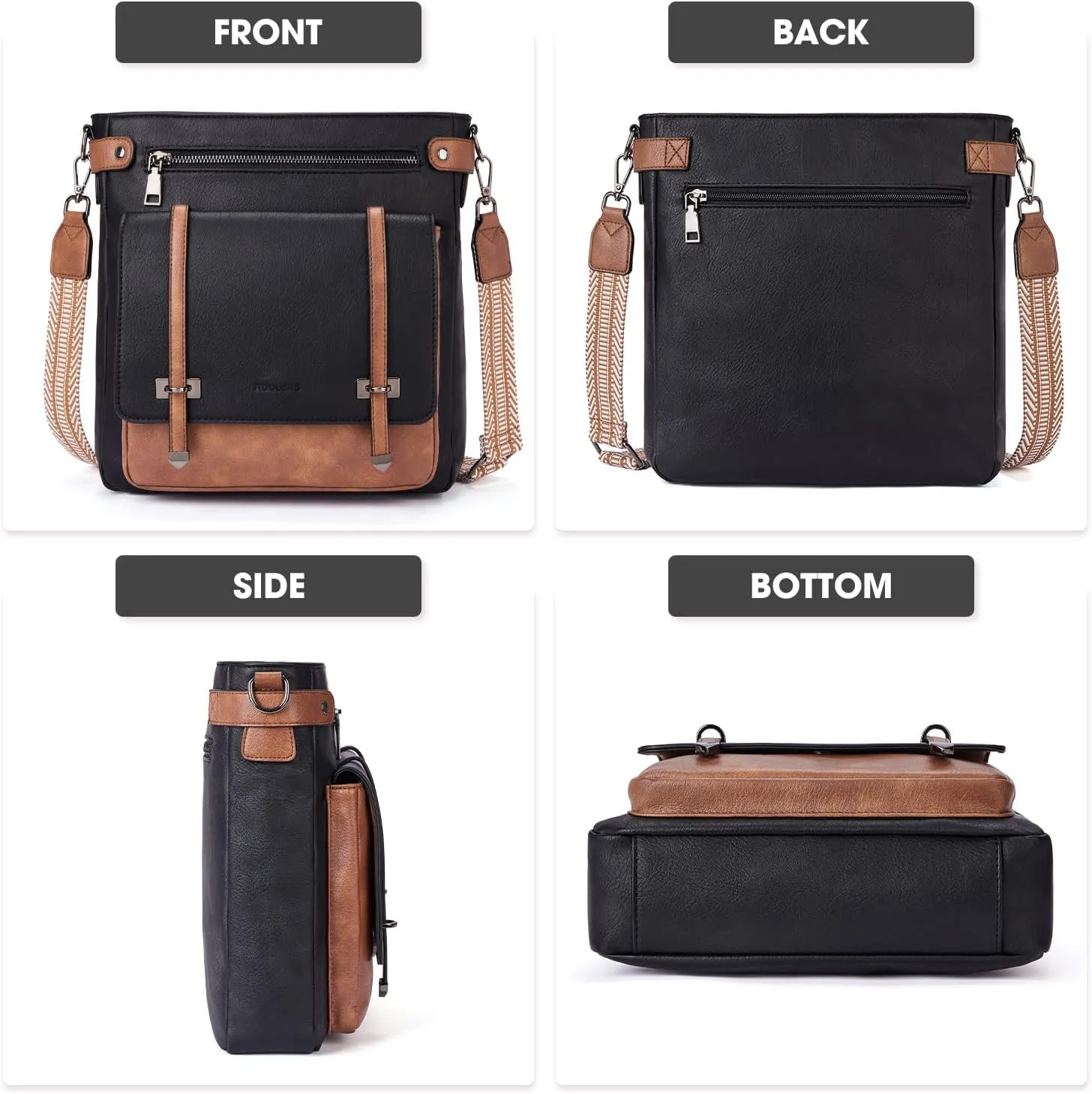 Crossbody Bags for Women,Multi Pocket Crossbody Purses Vegan Leather Shoulder Handbags Travel Purse Adjustable Strap