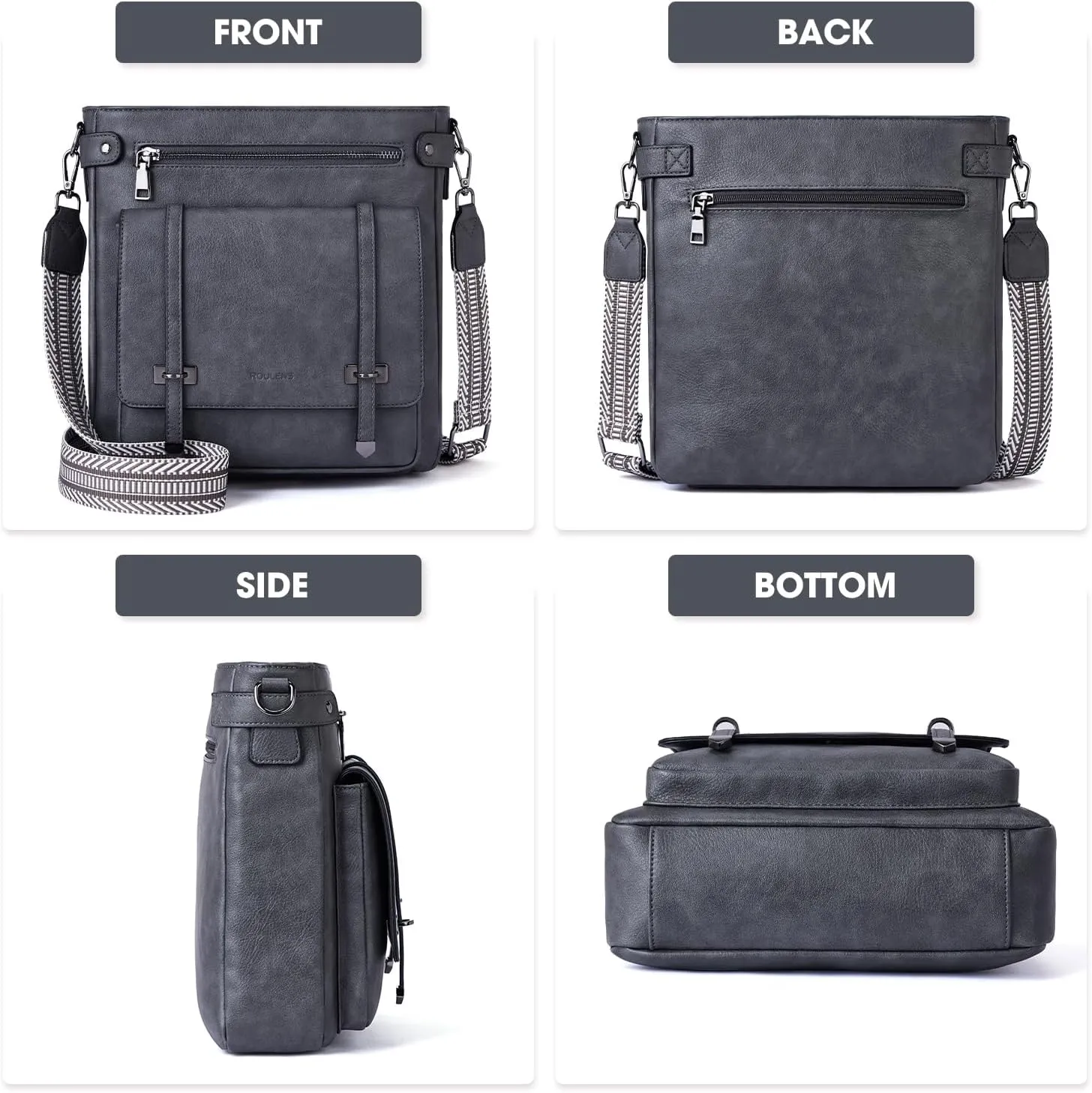 Crossbody Bags for Women,Multi Pocket Crossbody Purses Vegan Leather Shoulder Handbags Travel Purse Adjustable Strap