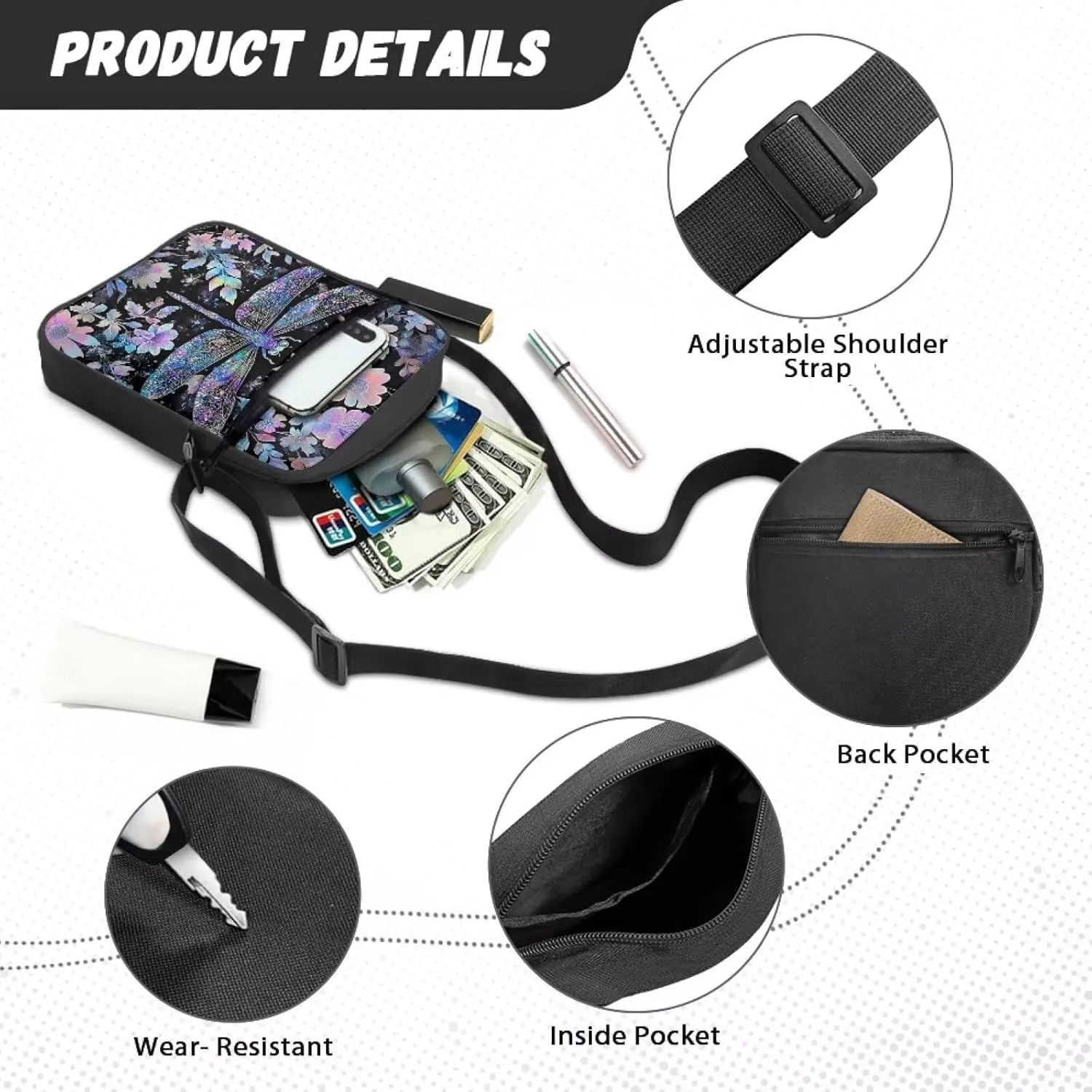 Crossbody Messenger Bags for Women Cell Phone Purse Wallet Adjustable Strap