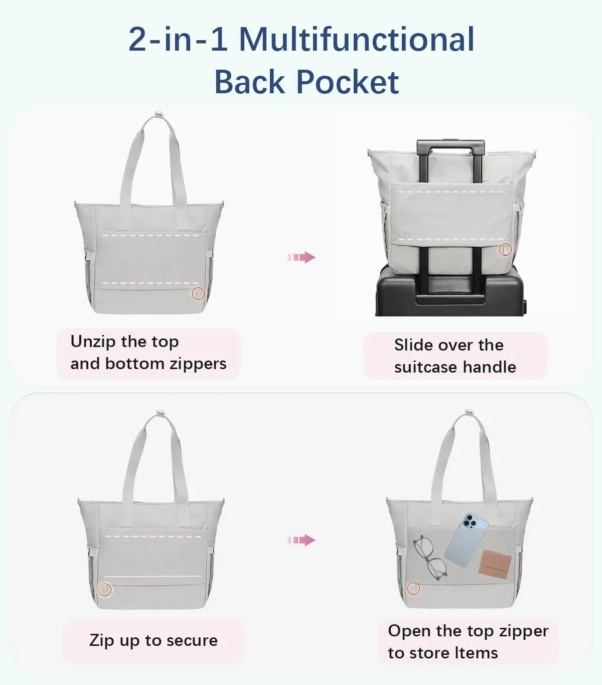 Crossbody Tote Bag for Women Medium Size Travel Tote Bags for Work with Zipper Shoulder Bag with Compartments