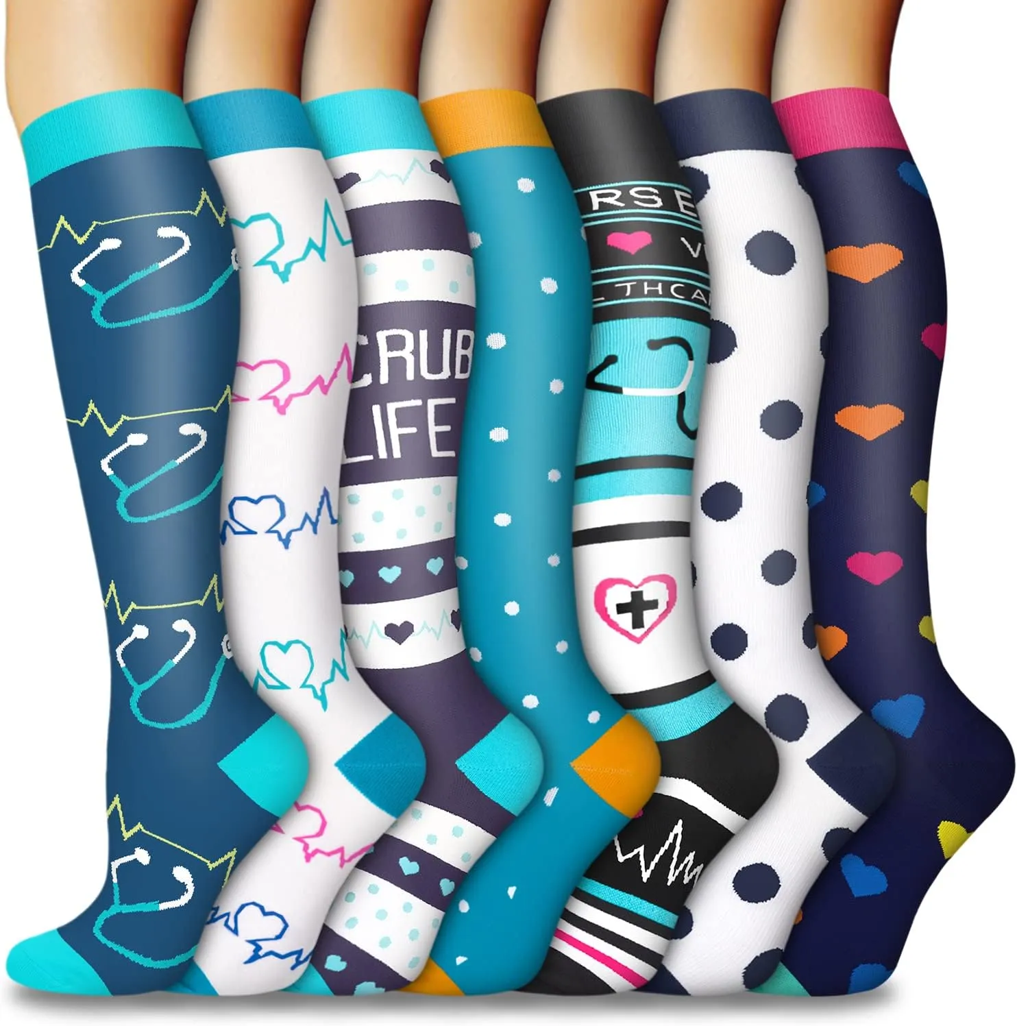 CTHH 5/7 Pairs Compression Socks for Women & Men Circulation - Compression Stockings for Support Running Athletics Nursing Travel