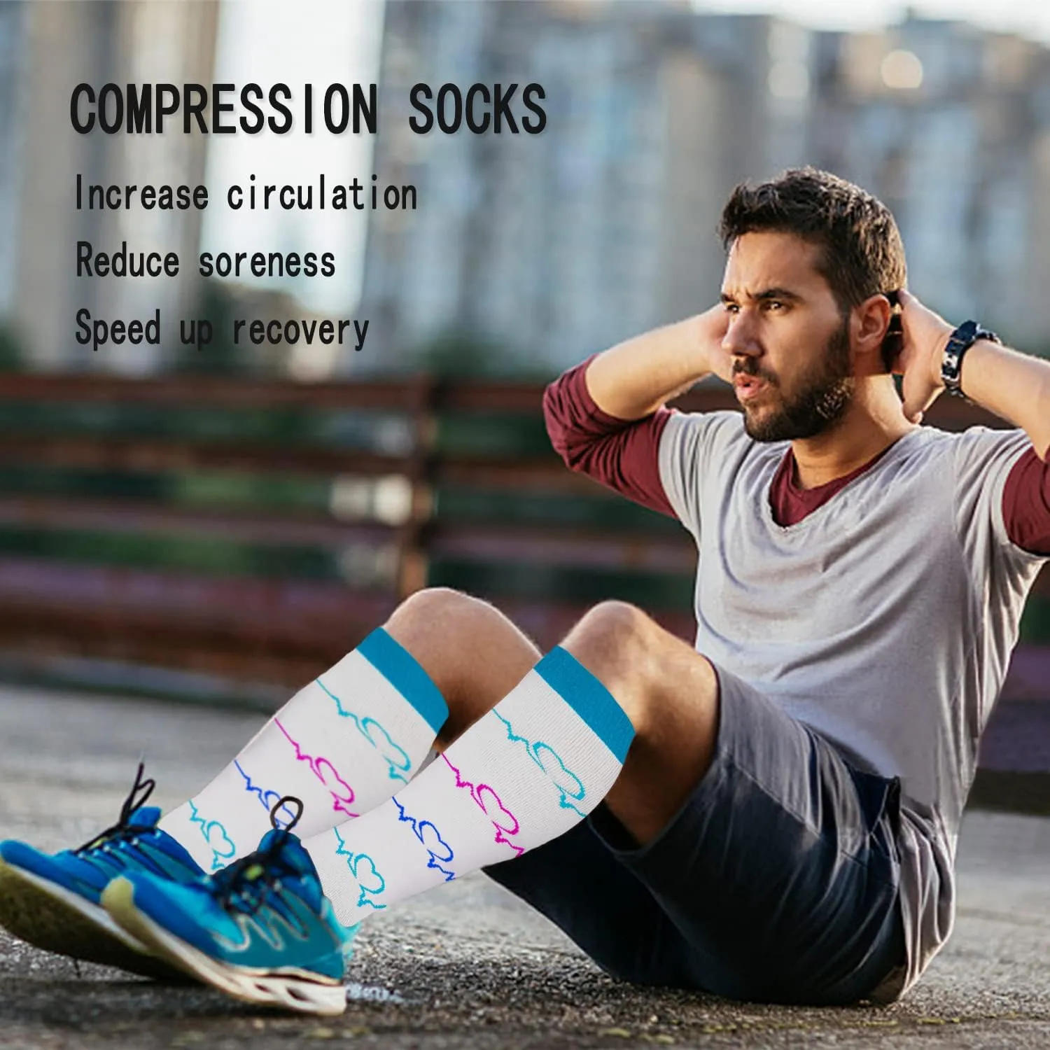 CTHH 5/7 Pairs Compression Socks for Women & Men Circulation - Compression Stockings for Support Running Athletics Nursing Travel