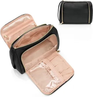 CUBETASTIC Travel Makeup Bag - Large Makeup Pouch Waterproof & Portable Cosmetic Organizer Bag PU Leather Zipper Pouches for Women and Girls
