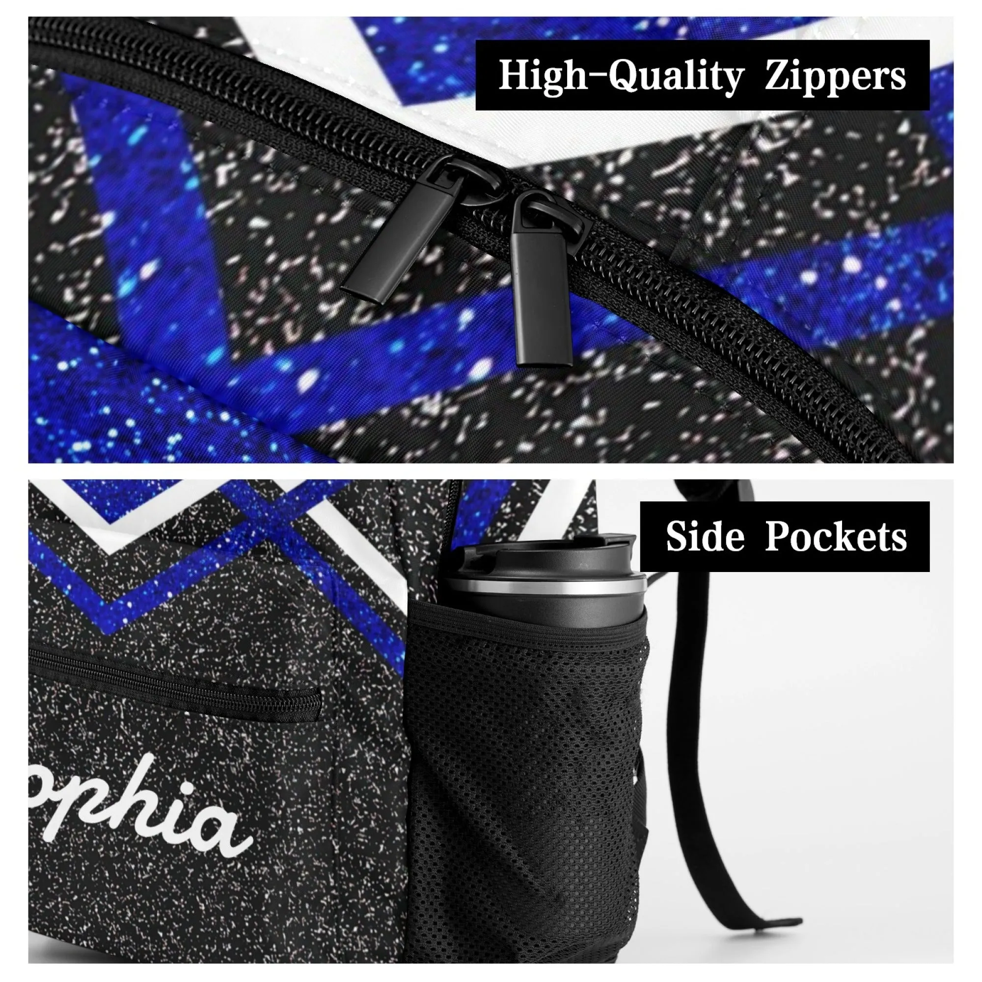 Custom Blue Cheer Cheerleader Personalized Causual Shoulder Bag Sports Leisure Camping Backpack for Women and Men