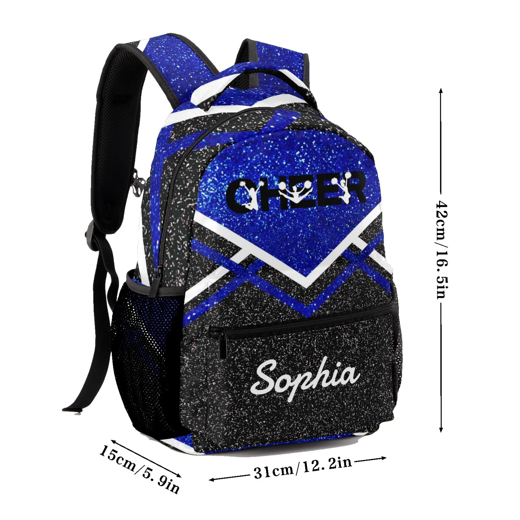Custom Blue Cheer Cheerleader Personalized Causual Shoulder Bag Sports Leisure Camping Backpack for Women and Men