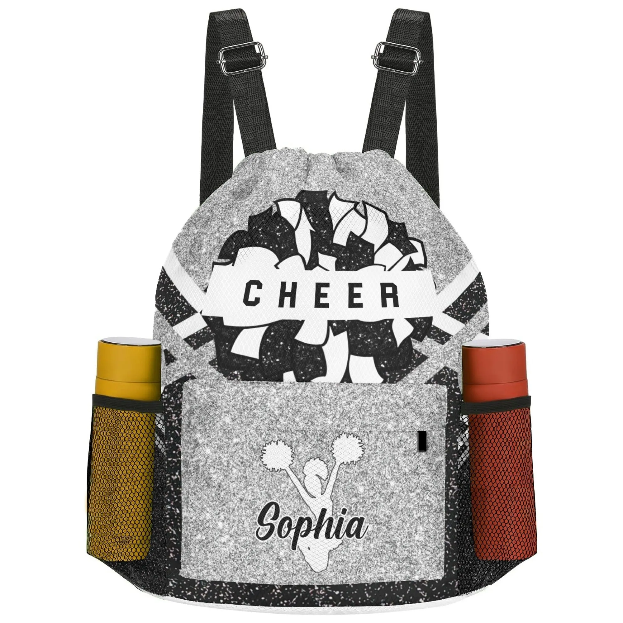 Custom Cheer Cheerleader All Over Print Name Drawstring Backpack 7 Colors