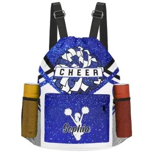 Custom Cheer Cheerleader All Over Print Name Drawstring Backpack 7 Colors