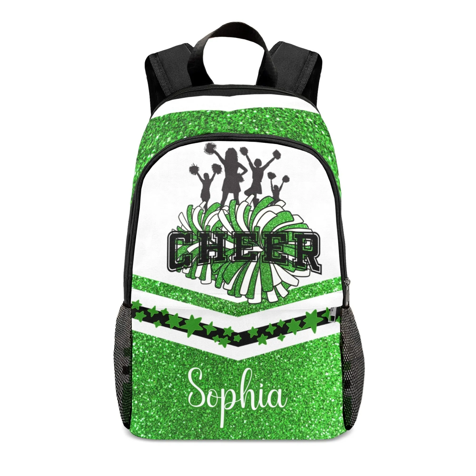 Custom Cheer Cheerleader Blue Green Pink Red Silver Orange All Over Print Casual Name Backpacks