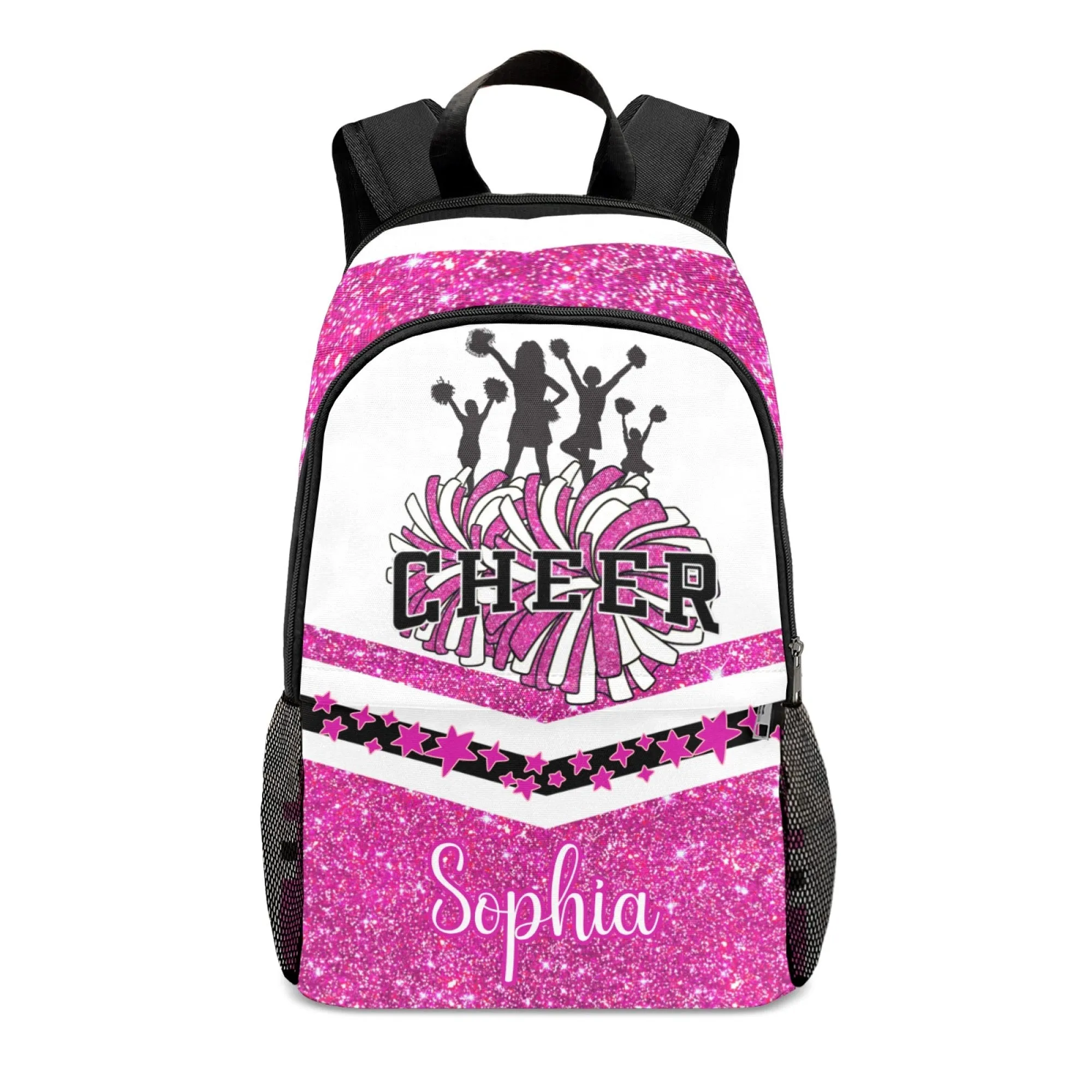 Custom Cheer Cheerleader Blue Green Pink Red Silver Orange All Over Print Casual Name Backpacks