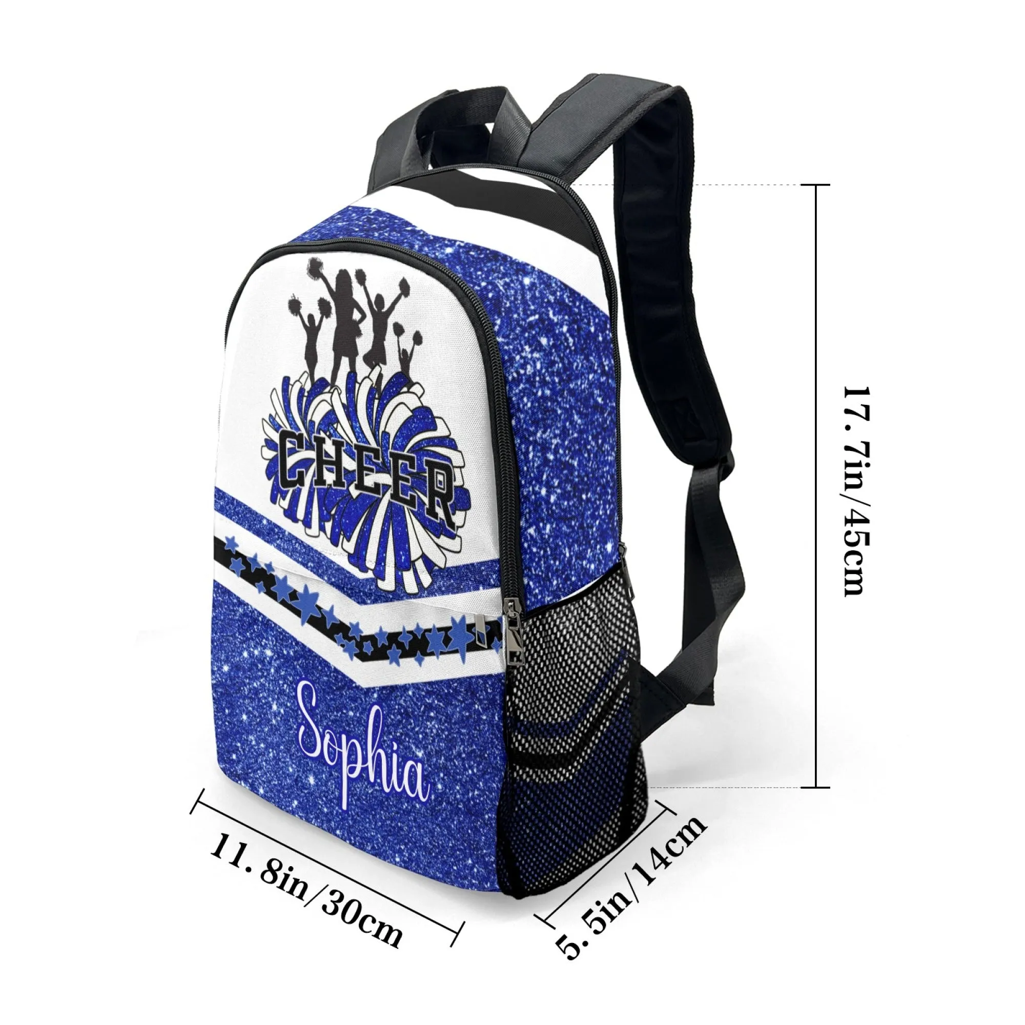 Custom Cheer Cheerleader Blue Green Pink Red Silver Orange All Over Print Casual Name Backpacks