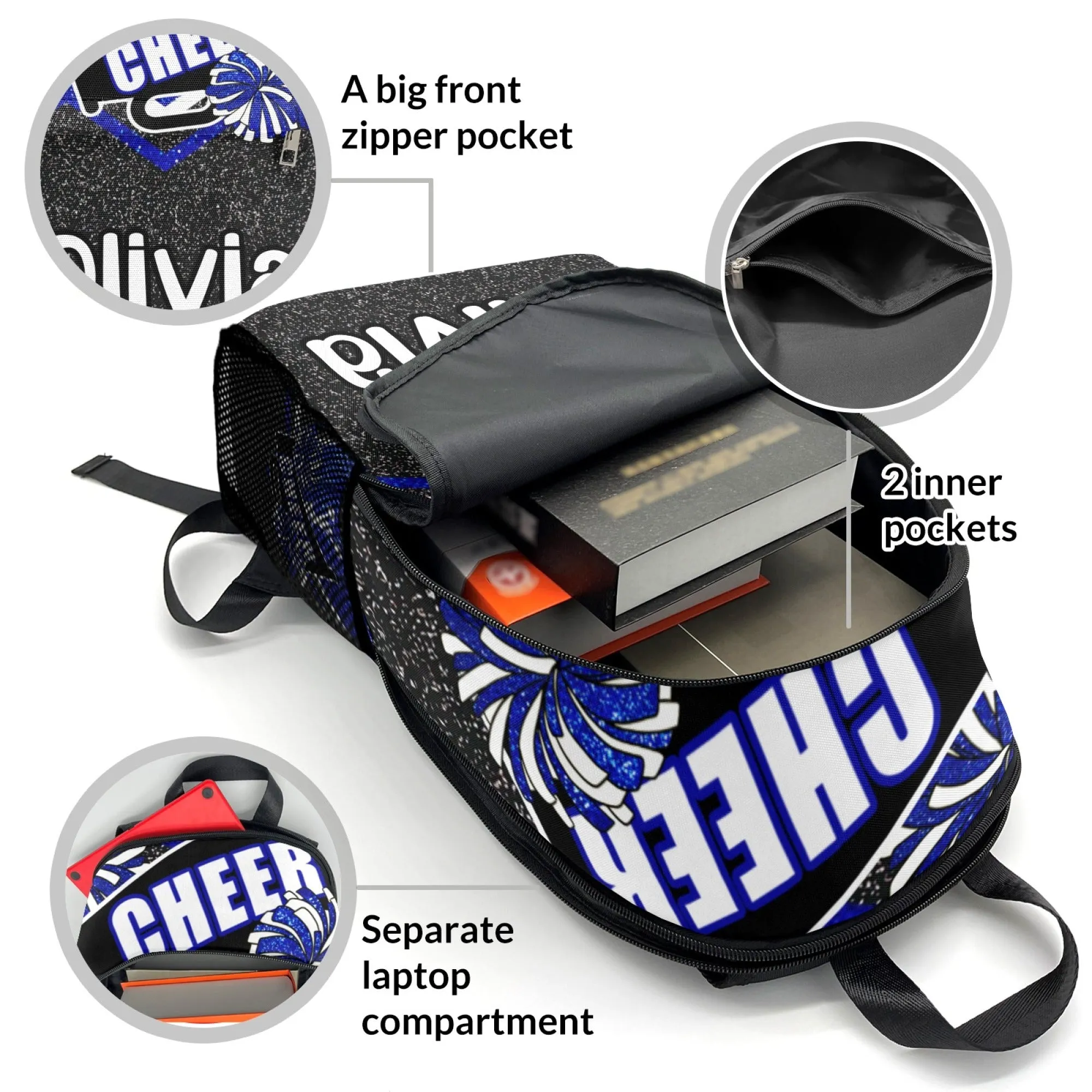 Custom Children's Backpack Student Cheerleader Backpacks Name Personalized for Man and Girl