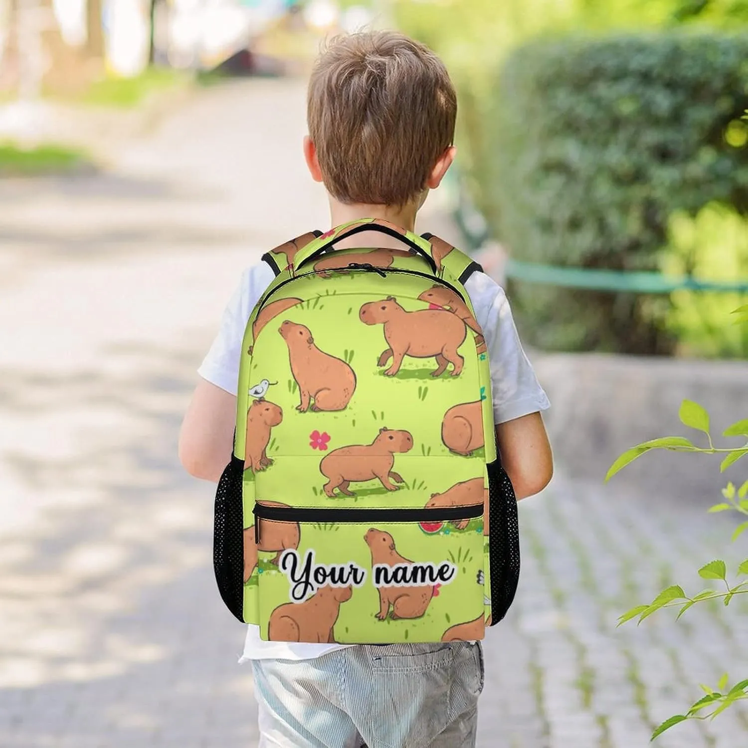 Custom Cute Backpack for Girls Boys, 16 Inch Cute Bookbag with Large Capacity, Durable Lightweight Travel Laptop School Bags