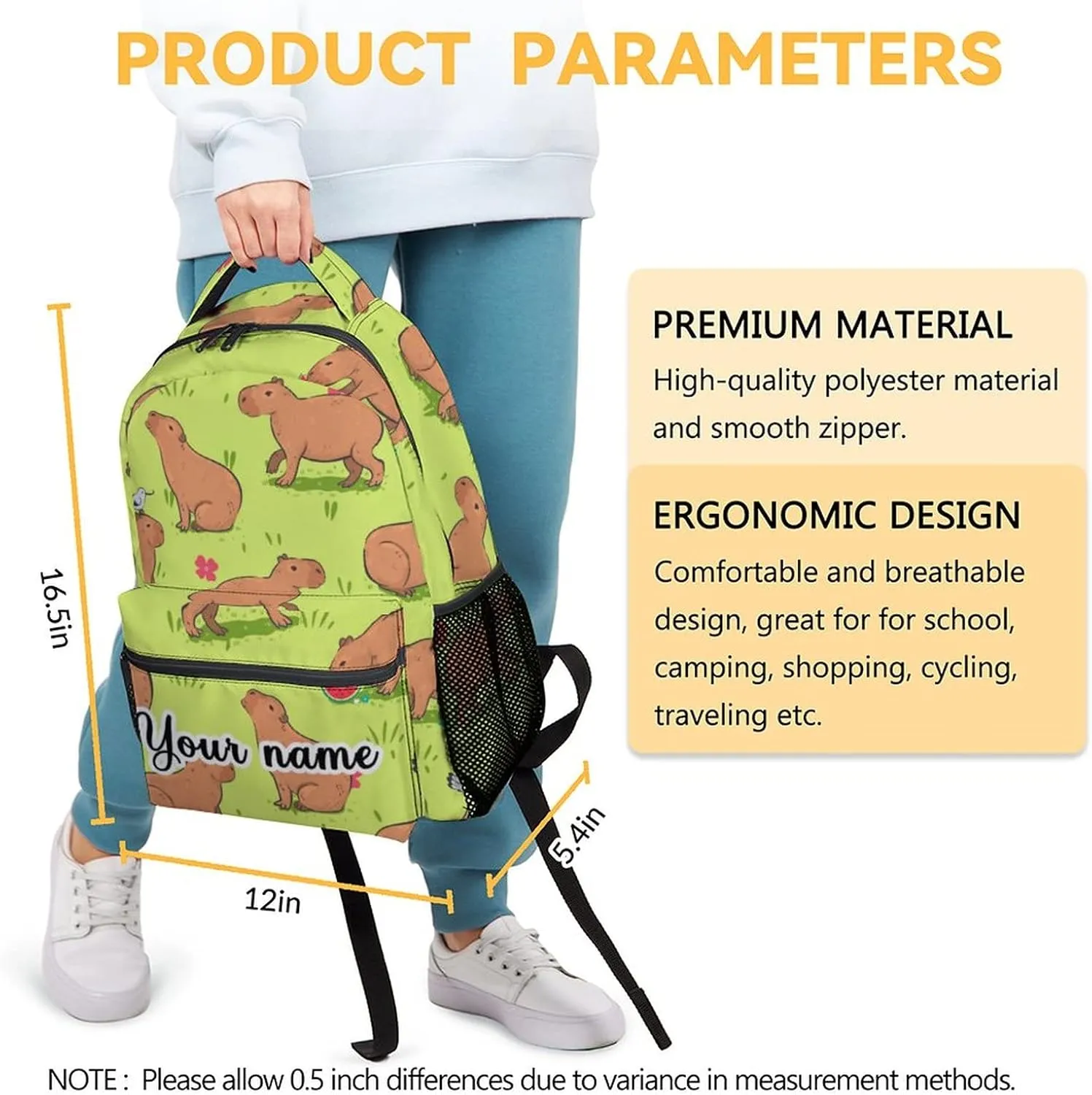 Custom Cute Backpack for Girls Boys, 16 Inch Cute Bookbag with Large Capacity, Durable Lightweight Travel Laptop School Bags