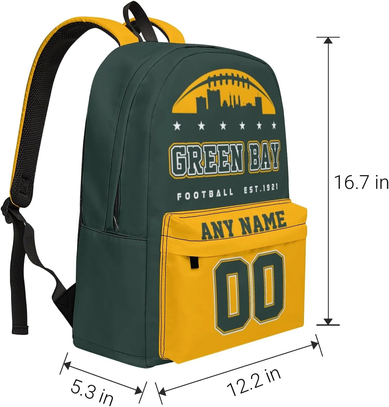 Custom Green Bay Backpacks Personalized Name And Number Backpack Travel Bag Shoulder Bag Gifts for Men Women