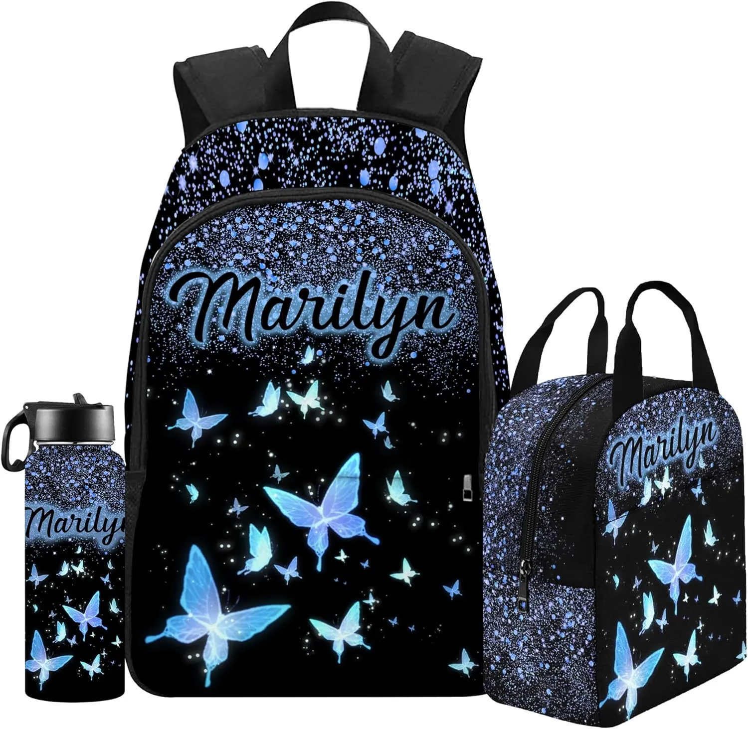 Custom Kid's Backpack with Lunch Bag Back to School Gifts for Daughter Granddaughter Customized Backpack Shoulders Personalized Name School Bag Casual School Bags for Girl