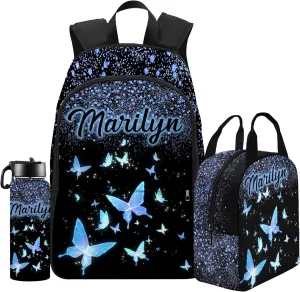 Custom Kid's Backpack with Lunch Bag Back to School Gifts for Daughter Granddaughter Customized Backpack Shoulders Personalized Name School Bag Casual School Bags for Girl