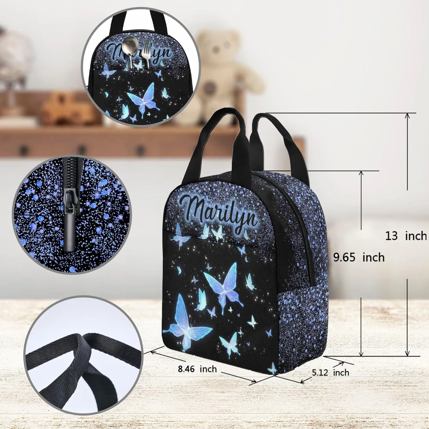 Custom Kid's Backpack with Lunch Bag Back to School Gifts for Daughter Granddaughter Customized Backpack Shoulders Personalized Name School Bag Casual School Bags for Girl