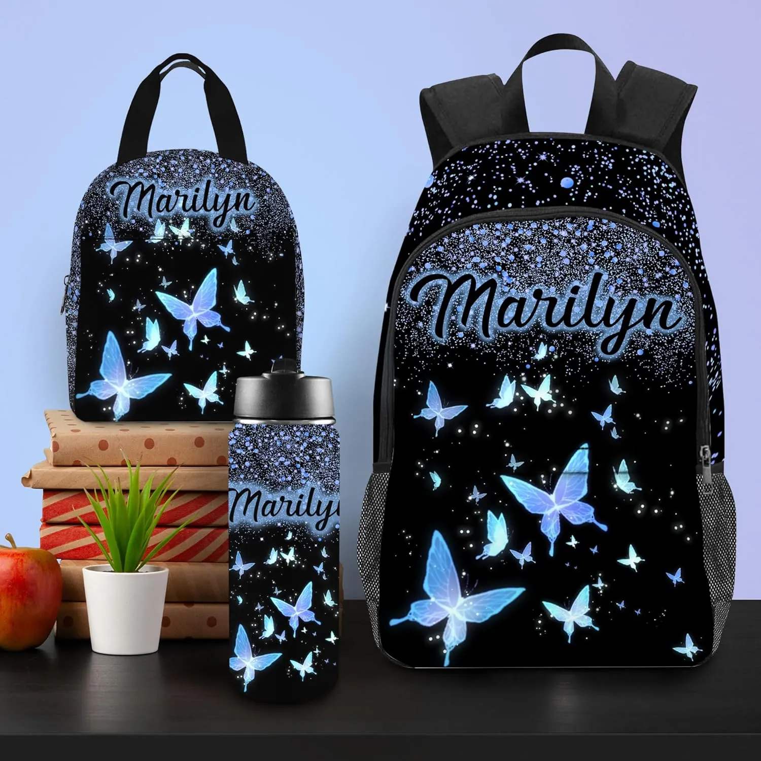 Custom Kid's Backpack with Lunch Bag Back to School Gifts for Daughter Granddaughter Customized Backpack Shoulders Personalized Name School Bag Casual School Bags for Girl