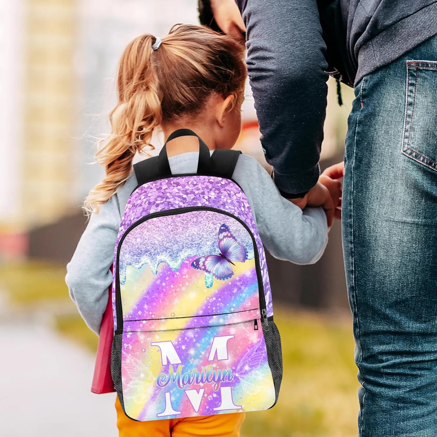 Custom Kid's Backpack with Lunch Bag Back to School Gifts for Daughter Granddaughter Personalized Name School Bag Casual School Bags for Girl Customized Backpack Shoulders