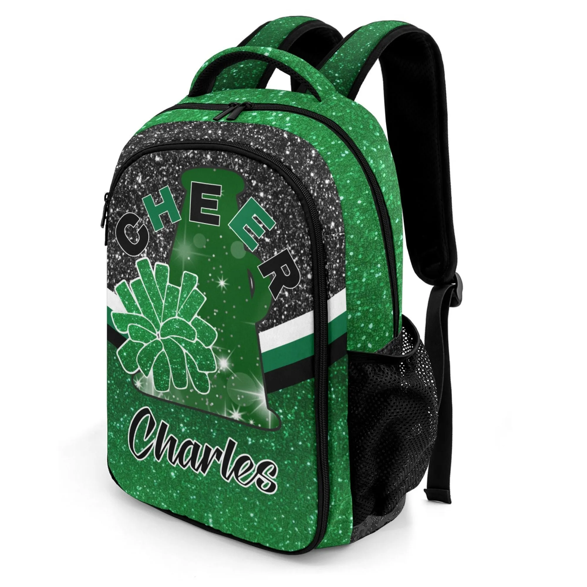 Custom Purple Print Cheer Backpack Personalized Name Casual Travel Bag Laptop Bag for Gift