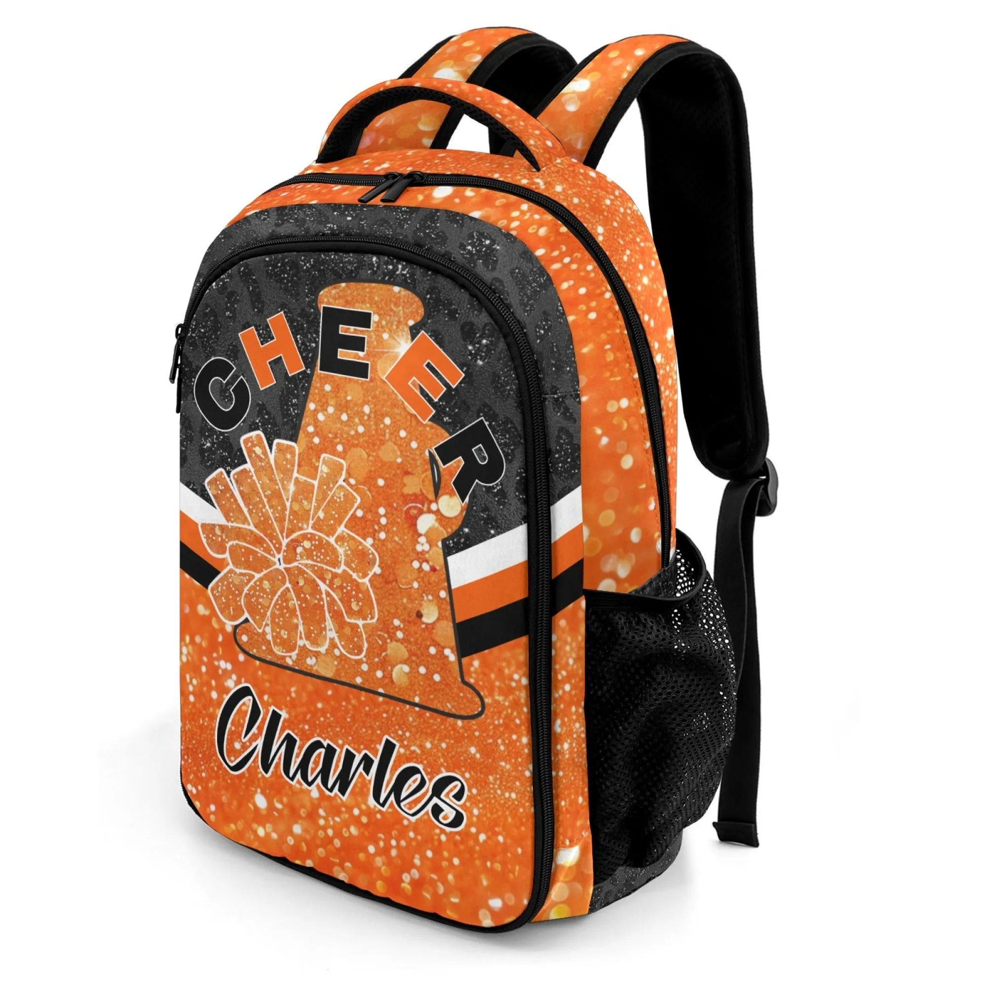 Custom Purple Print Cheer Backpack Personalized Name Casual Travel Bag Laptop Bag for Gift