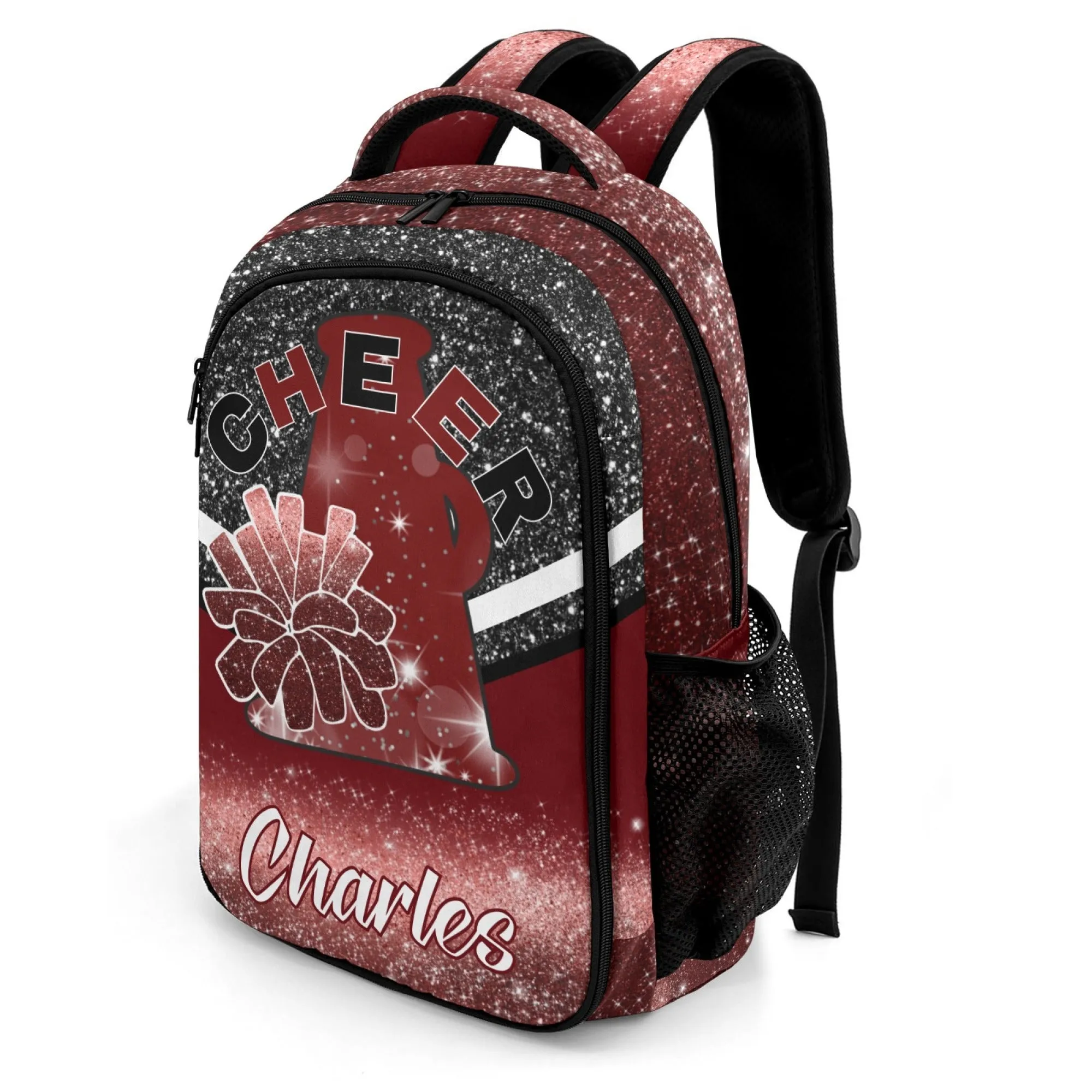 Custom Purple Print Cheer Backpack Personalized Name Casual Travel Bag Laptop Bag for Gift