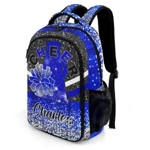 Custom Purple Print Cheer Backpack Personalized Name Casual Travel Bag Laptop Bag for Gift